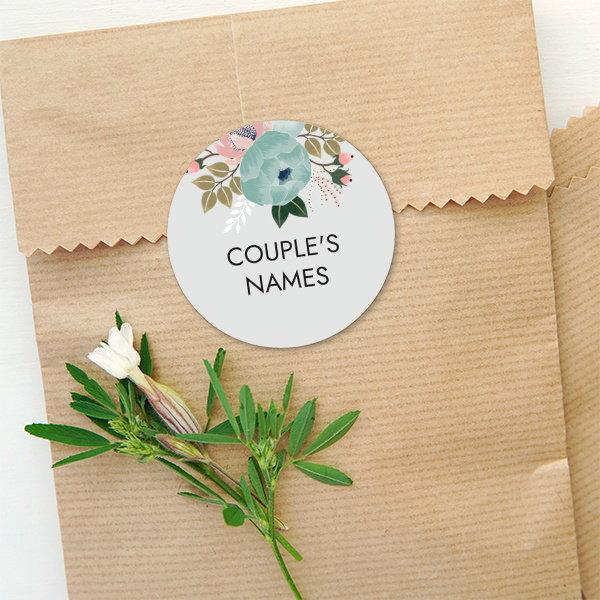 Flower Bouquet Customized Printed Envelope Seal Sticker