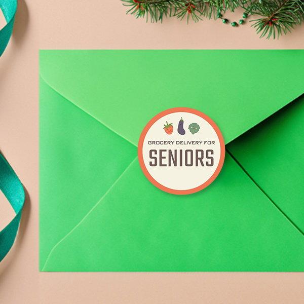 Grocery Delivery Customized Printed Envelope Seal Sticker