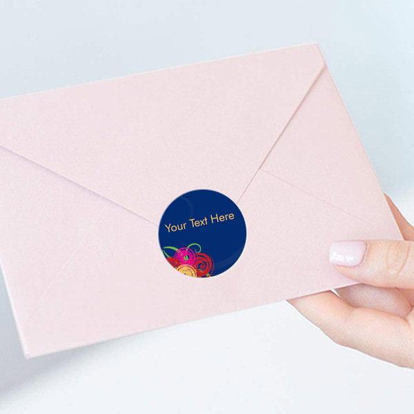 Blue Floral Customized Printed Envelope Seal Sticker