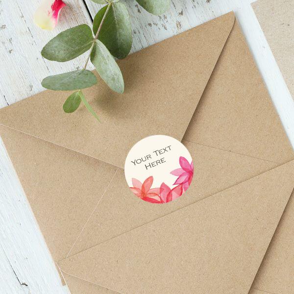 Pink Flowers Customized Printed Envelope Seal Sticker