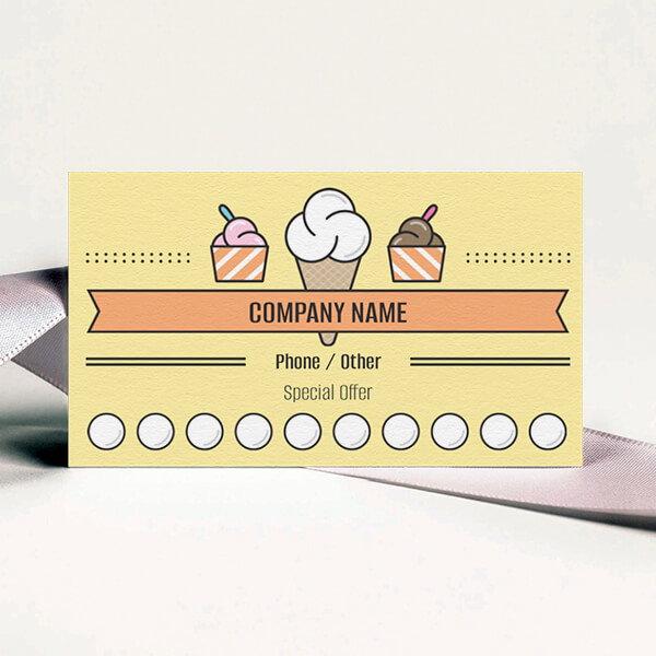 Ice Cream Parlour Offer Customized Rectangle Loyalty Cards - Set of 100 Cards