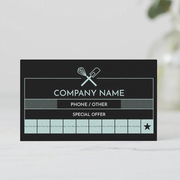 Food Catering Services Design Customized Rectangle Loyalty Cards - Set of 100 Cards
