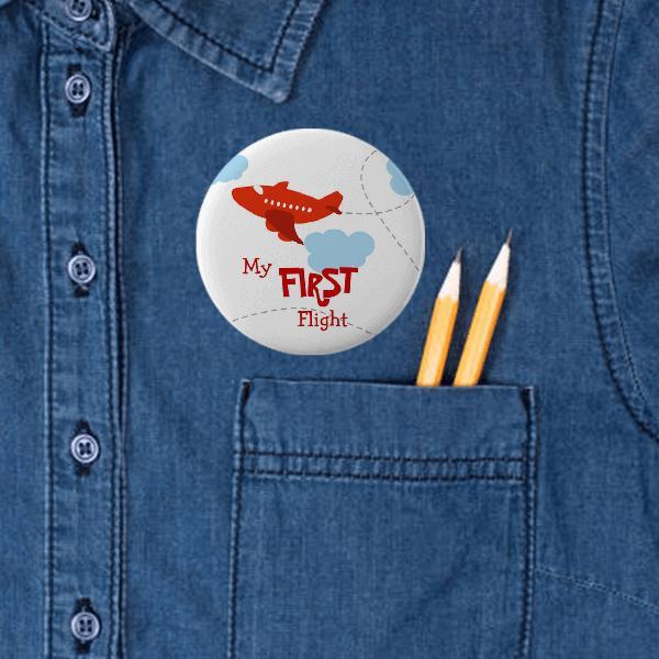Red Flight Design Customized Photo Printed Button Badge