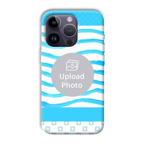 Blue Wavy Design Customized Printed Back Case for Apple iPhone 14 Pro