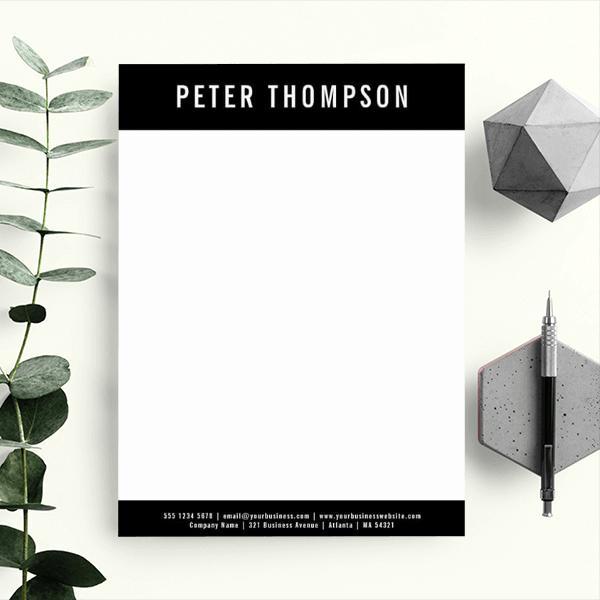 Modern Black Minimalist Customized Printed Letterheads
