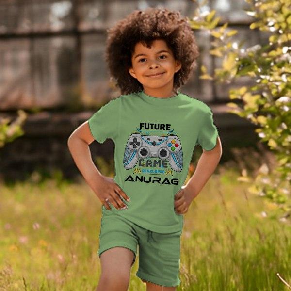 Future Game Developer Customized Cotton Co-ord Set for Kids