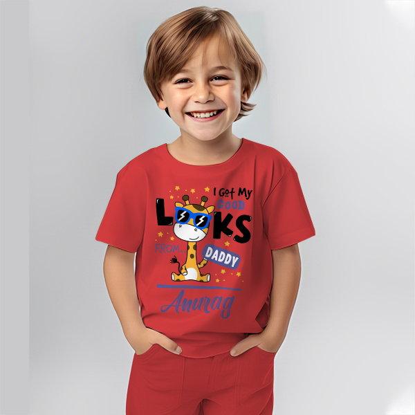 I Got My Good Looks From Daddy Customized Cotton Co-ord Set for Kids
