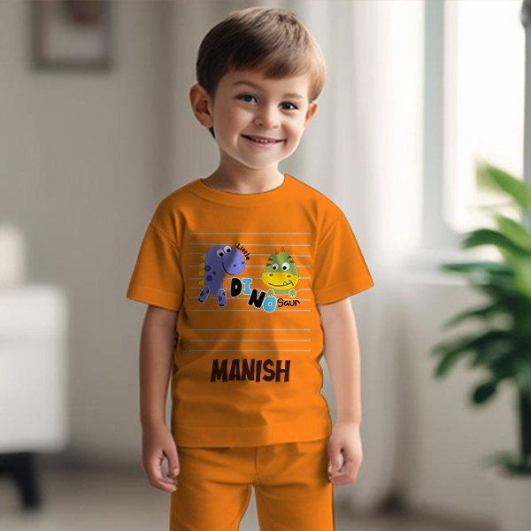Little Dinosaur Customized Cotton Co-ord Set for Kids