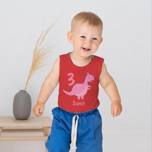 Birthday Dinosaur Customized Kid’s Cotton Vest Tank Top