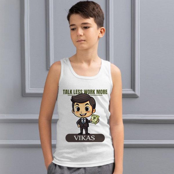 Talk Less Work More Customized Kid’s Cotton Vest Tank Top
