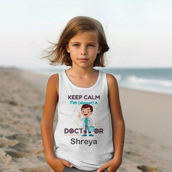 Keep Calm I'm Almost a Doctor Customized Kid’s Cotton Vest Tank Top