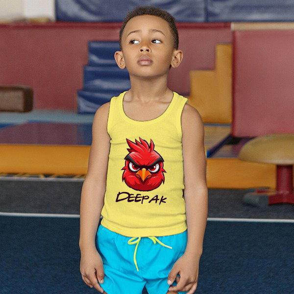 Red Bird Face Customized Kid’s Cotton Vest Tank Top