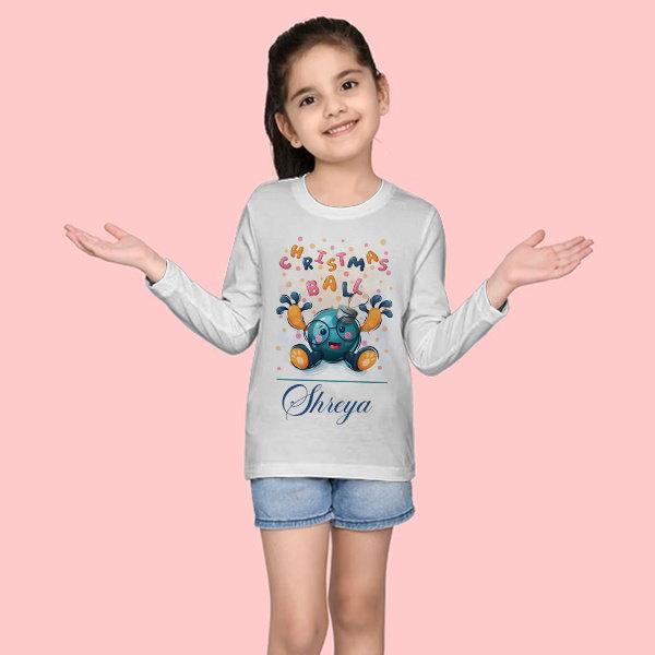 Christmas Ball Customized Full Sleeve Kid’s Cotton T-Shirt