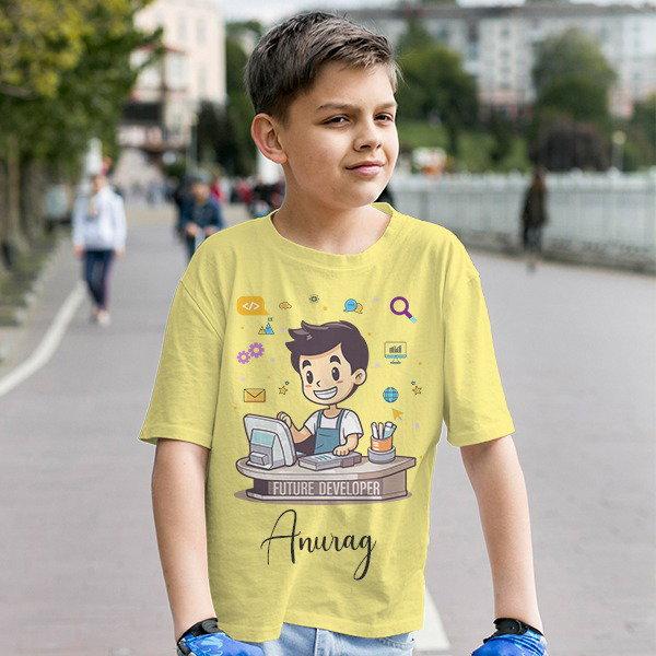 Future Developer Customized Half Sleeve Kid’s Cotton T-Shirt