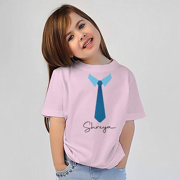 Elegant Blue Tie Customized Half Sleeve Kid’s Cotton T-Shirt
