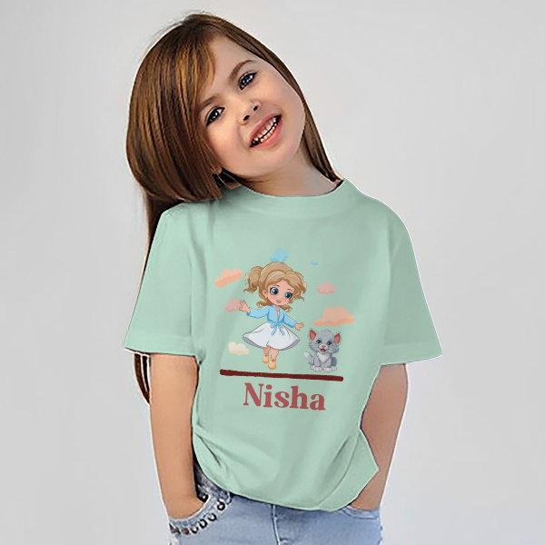 Cute Girl Dancing Customized Half Sleeve Kid’s Cotton T-Shirt