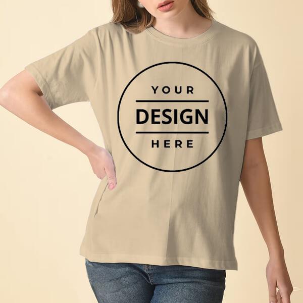 Beige Supima Cottom Customized Half Sleeve Unisex Premium Cotton T-Shirt