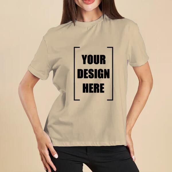 Beige Supima Cottom Customized Half Sleeve Unisex Premium Cotton T-Shirt