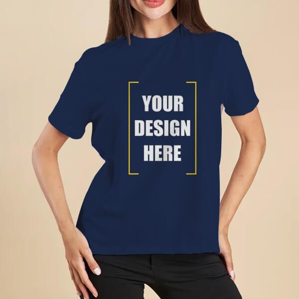 Navy Blue Supima Cottom Customized Half Sleeve Unisex Premium Cotton T-Shirt