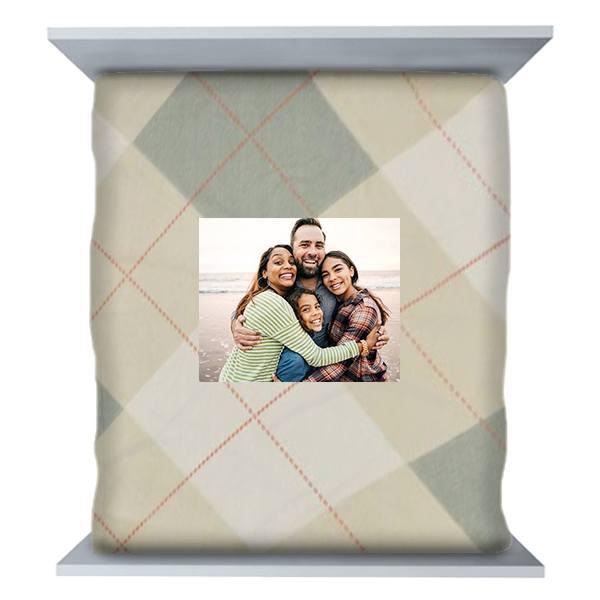 Beige and Green Customized Double Bedsheet with 2 Pillow Covers
