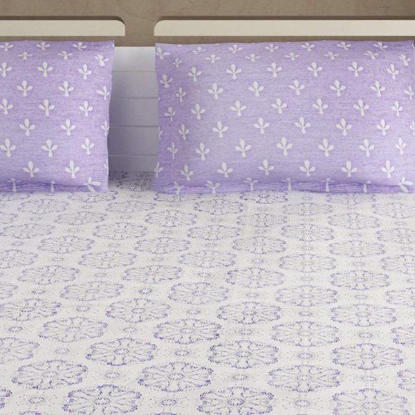 Lavender Customized Extra Large Double Bedsheet with 2 Pillow Covers