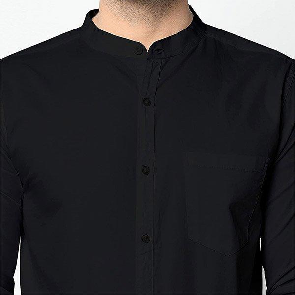 Black Customized Men's Slim Fit Cotton Casual Shirt