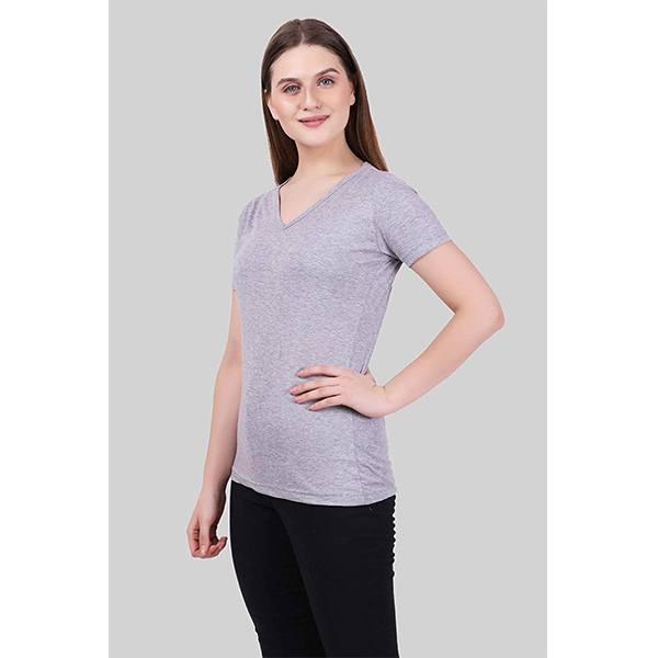 Grey Melange Customized Women's T-Shirt