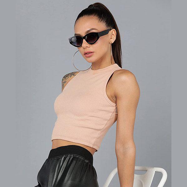 Beige Customized Women Stylish Crop Tank Top