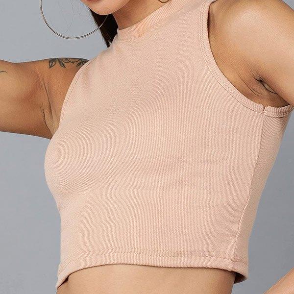 Beige Customized Women Stylish Crop Tank Top