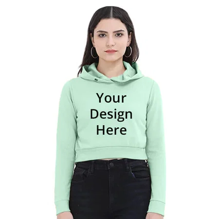 Mint Green Customized Women's Crop Hoodie