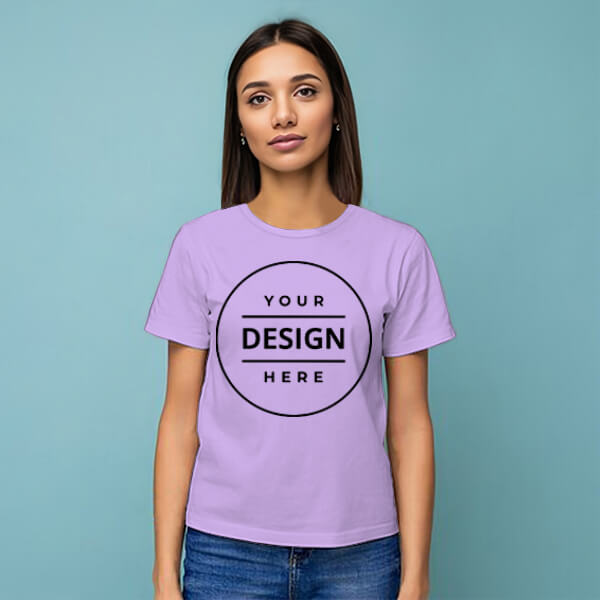 Lilac Customized Half Sleeve Cotton  Women's T-Shirt