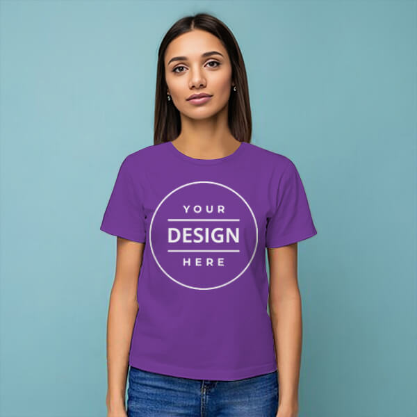 Purple Customized Half Sleeve Cotton Women's T-Shirt