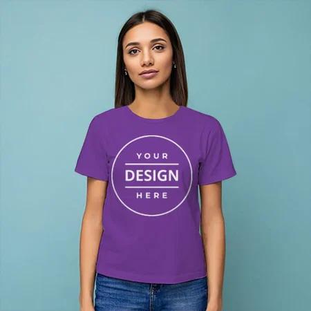 Purple Customized Half Sleeve Cotton  Women's T-Shirt