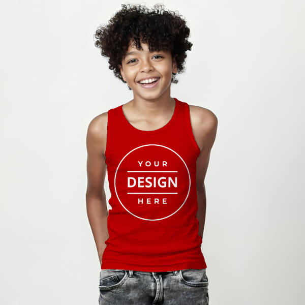 Red Customized Kid's Cotton Vest Tank Top