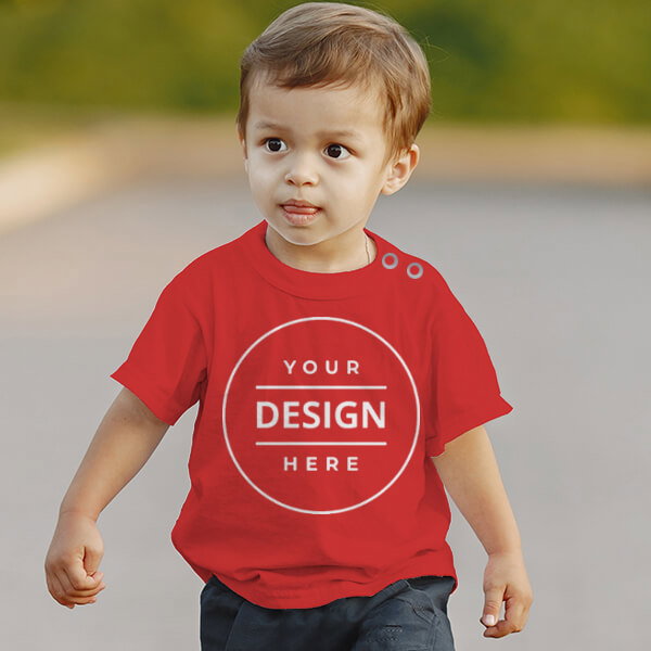 Red Customized Half Sleeve Infant Kid's Cotton T-Shirt (1-12 Months)