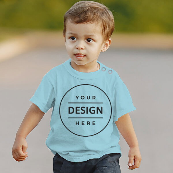 Sky Blue Customized Half Sleeve Infant Kid's Cotton T-Shirt (1-12 Months)