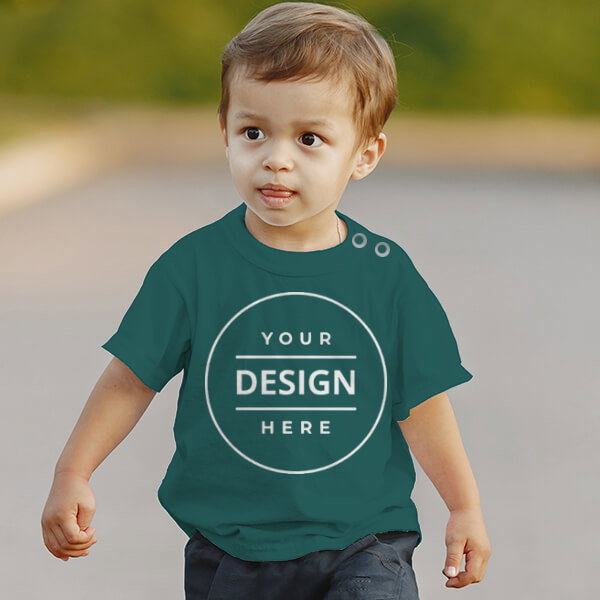 Teal Customized Half Sleeve Infant Kid's Cotton T-Shirt (1-12 Months)